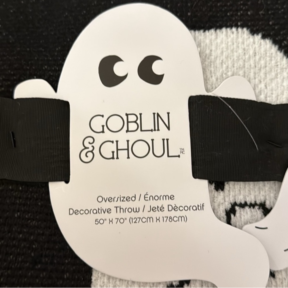 GOBLIN & GHOUL BLACK GHOST PUMPKIN JACK O LANTERN OVERSIZED HALLOWEEN THROW NWT - Picture 13 of 13